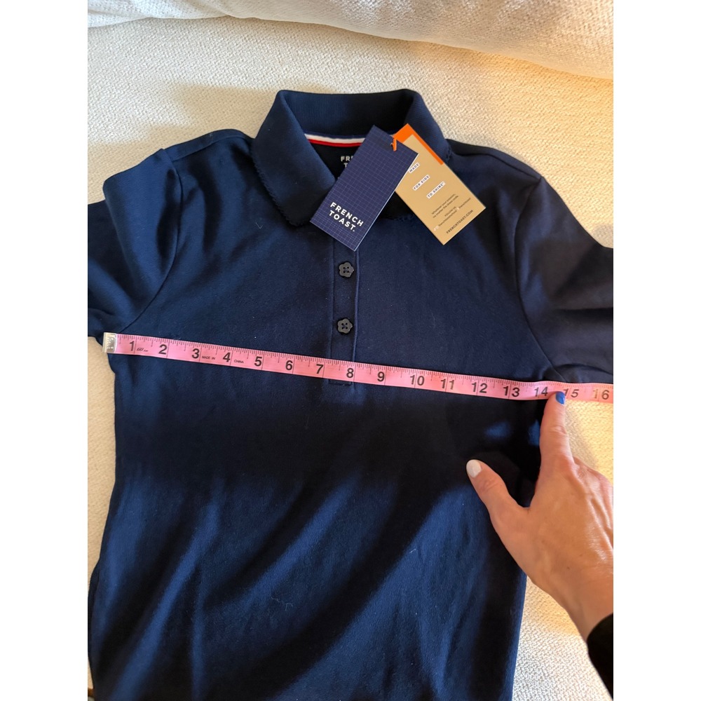 French Toast Kids Navy Blue Long Sleeve Polo Shirt Set 2 Pack NWT Size L 10/12 - Picture 5 of 6